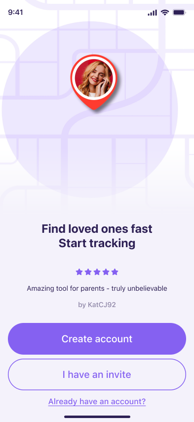 Find My Location welcome screen with the sign-in link at the bottom