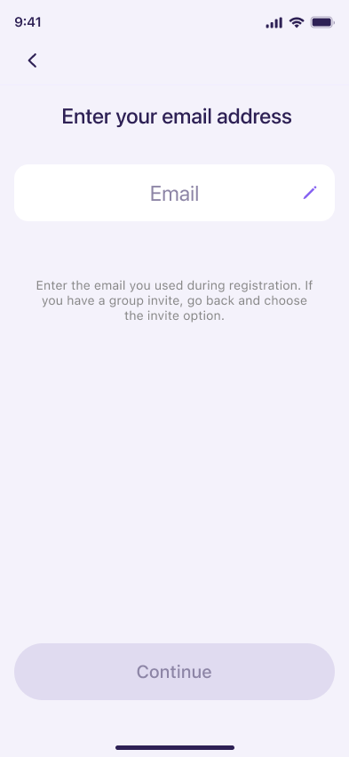 Email address entered on the sign-in screen